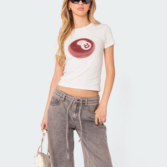 Edikted White Tee with Red Graphic 8 Ball - Picture 5 of 5